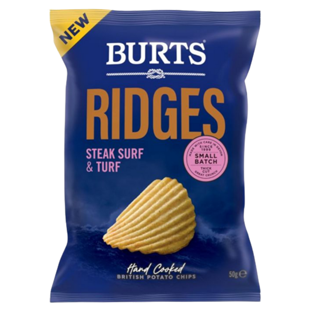 Burts Ridges Steak Surf & Turf Crisps 50g (BBE: 27/12/22)
