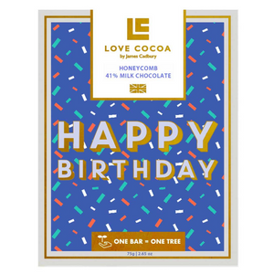 Love Cocoa Milk Chocolate Honeycomb Happy Birthday Bar 75g
