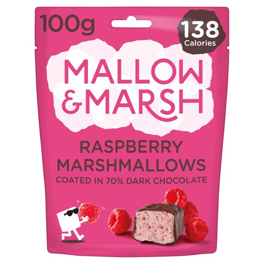Mallow & Marsh Raspberry Dark Chocolate Coated Marshmallows 100g
