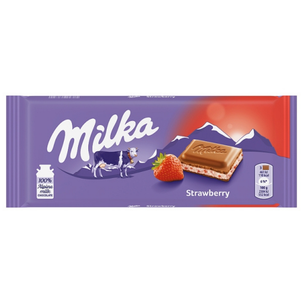 Milka Strawberry Milk Chocolate Big Bar 100g