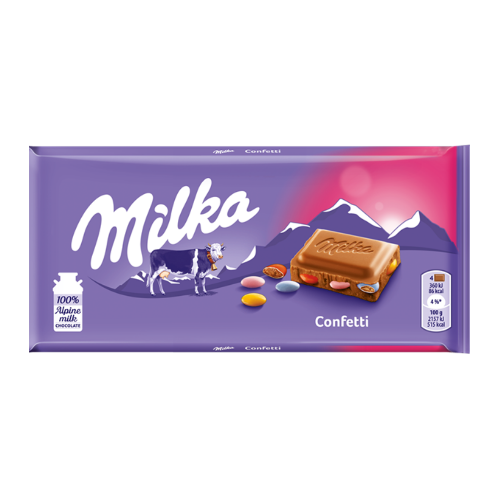Milka Confetti Milk Chocolate Big Bar 100g
